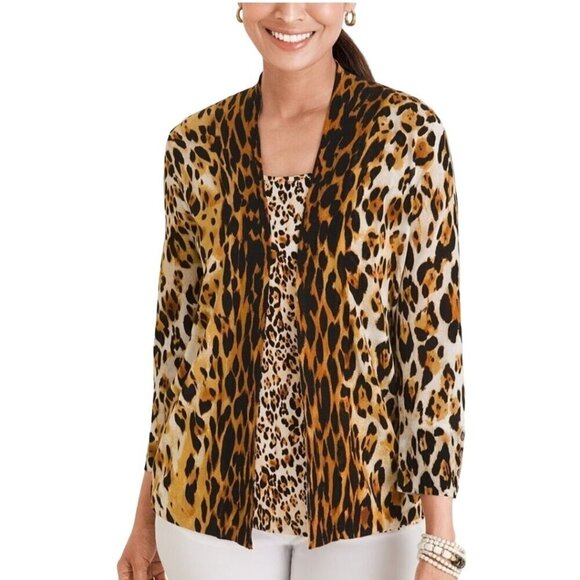 Chico's The Perfect Layer Cardigan Trending Leopard Print Size XL - Picture 1 of 7